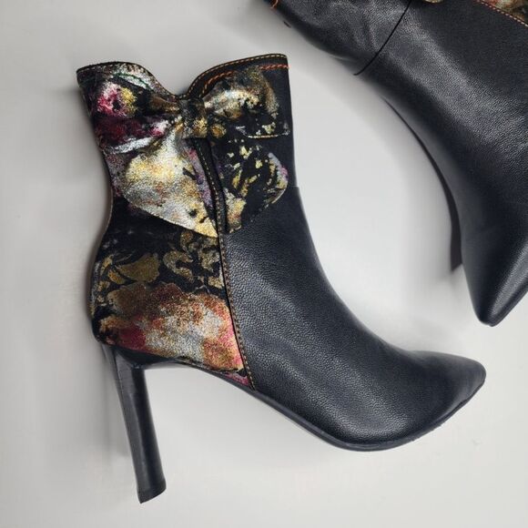 L'artiste Breathtaking Boots Multi Color Heel Leather Bow Size 37 new - Picture 3 of 12